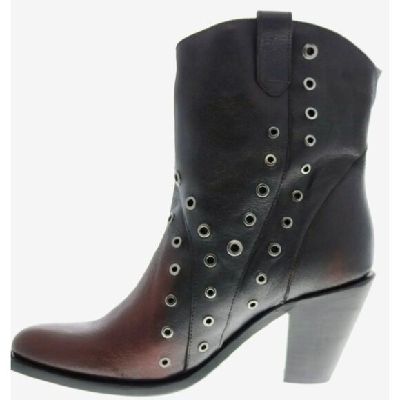 Frye Mustang Grommet Short Ankle Boots 7.5 Burgundy Ombre Leather Western Boots - Picture 4 of 14